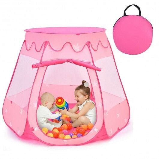 Pink Portable Kids Play Tent House with 100 Colorful Balls