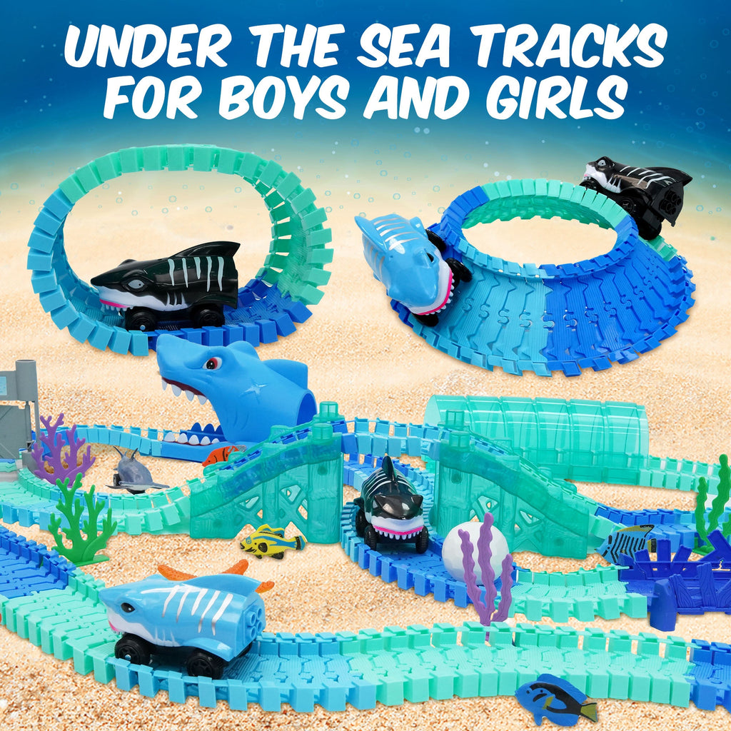 USA Toyz Ocean Race Tracks for Kids - 265 Piece Bendable Car Track Set