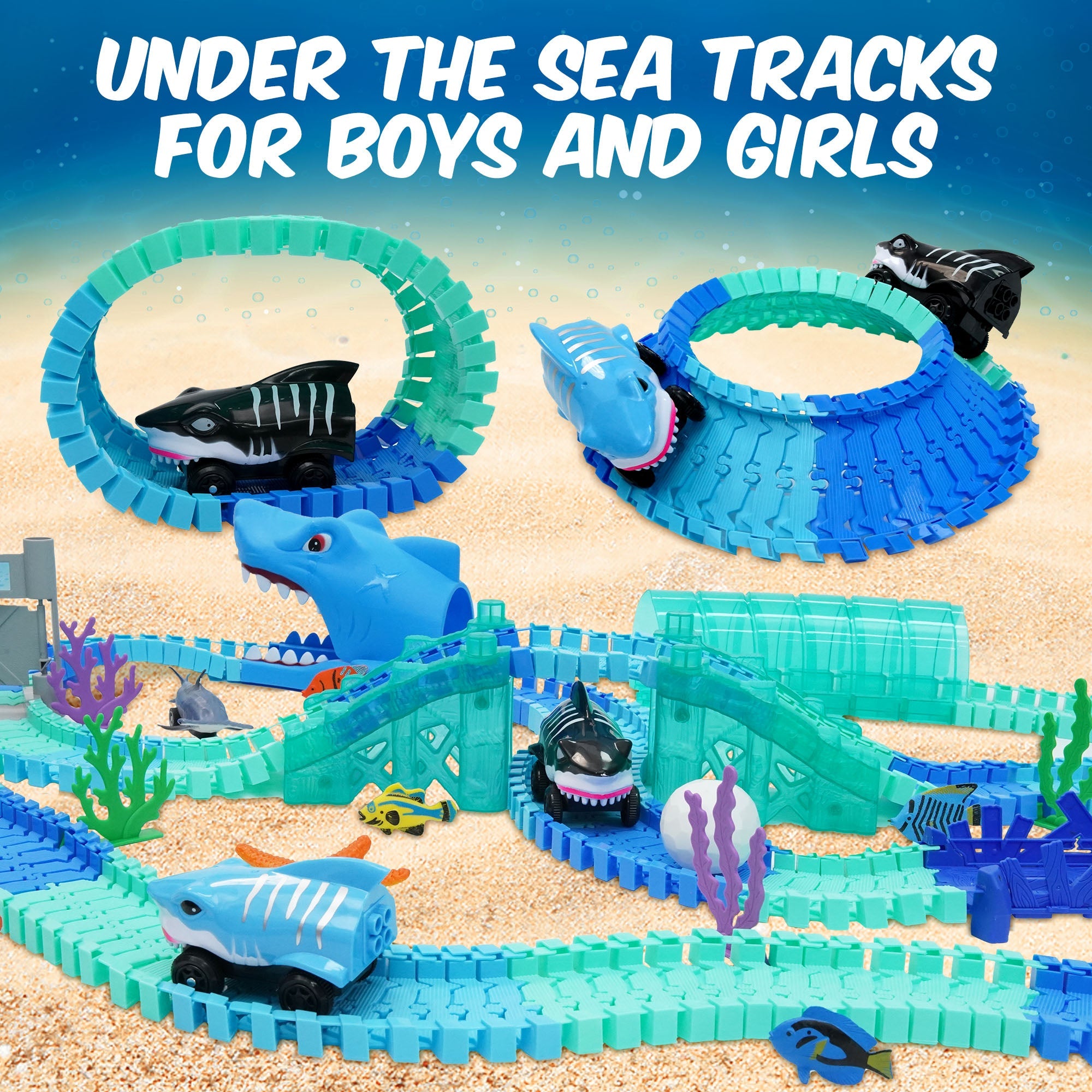 USA Toyz Ocean Race Tracks for Kids - 265 Piece Bendable Car Track Set
