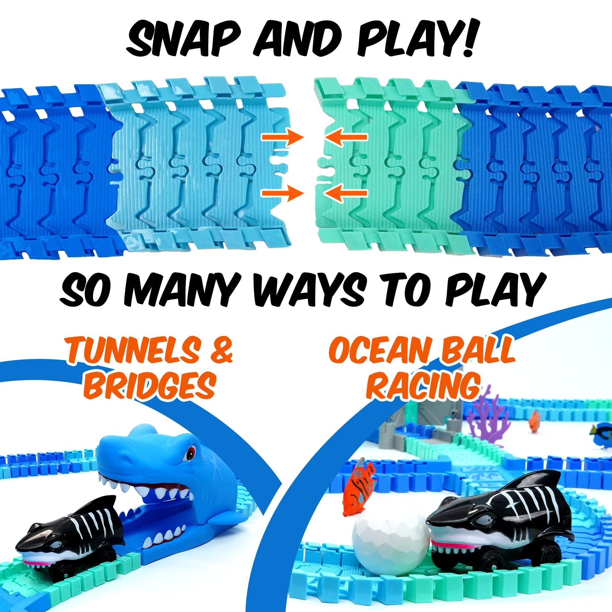 USA Toyz Ocean Race Tracks for Kids - 265 Piece Bendable Car Track Set