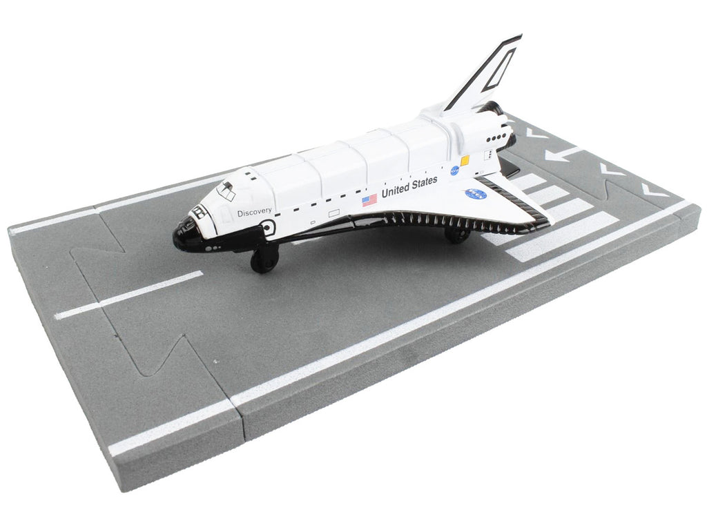 NASA "Discovery" Space Shuttle White "United States" with Runway Section Diecast Model Airplane by Runway24-1