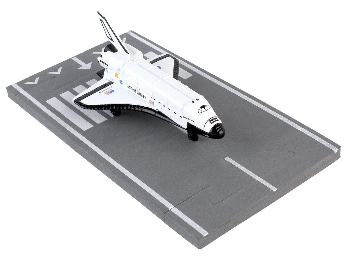 NASA "Discovery" Space Shuttle White "United States" with Runway Section Diecast Model Airplane by Runway24-2