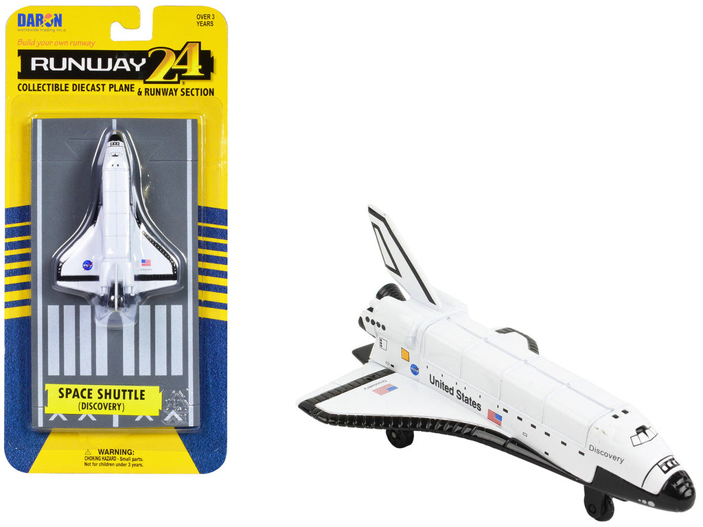 NASA "Discovery" Space Shuttle White "United States" with Runway Section Diecast Model Airplane by Runway24-0