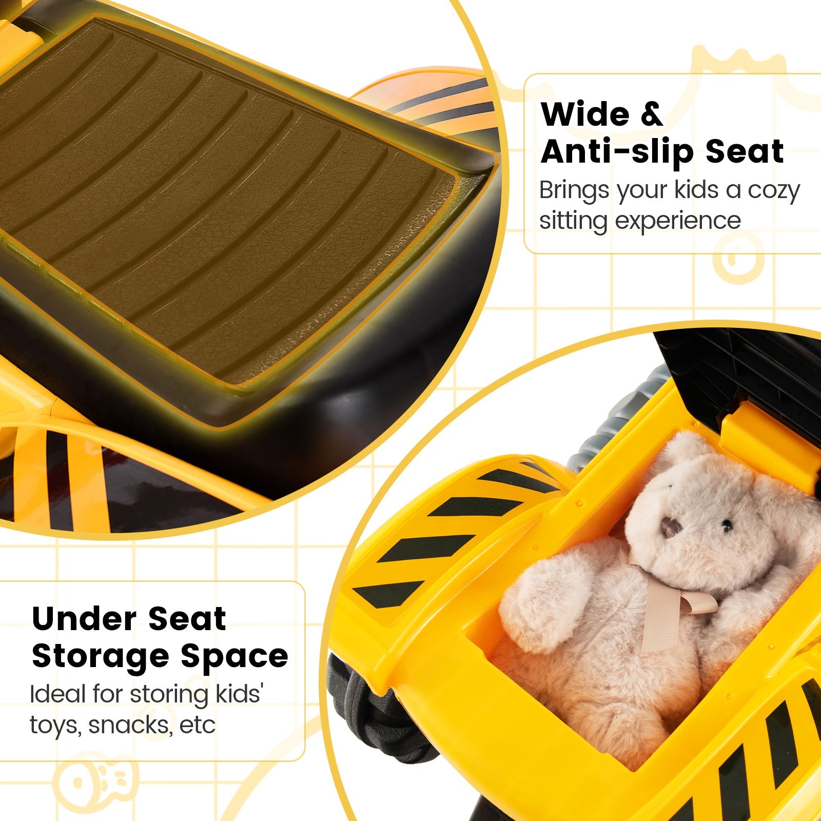 Kids Ride-On Bulldozer Digger Toy with Safety Helmet & Working Shovel - Interactive Construction Play