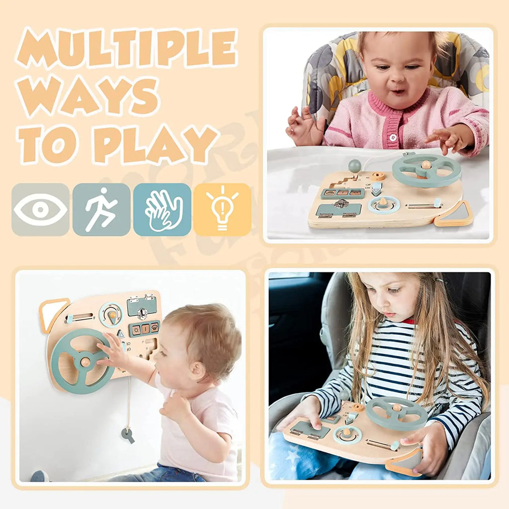Montessori Wooden Car Sensory Dashboard Toy for Toddlers