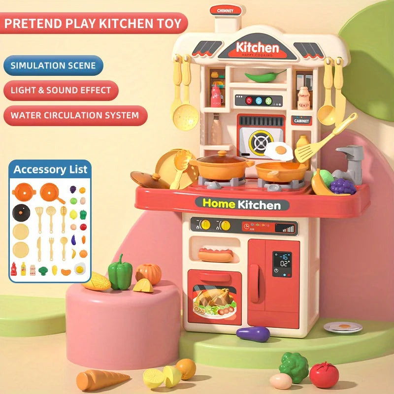 Kids Kitchen Playset - Pretend Play Cooking Toy with Accessories