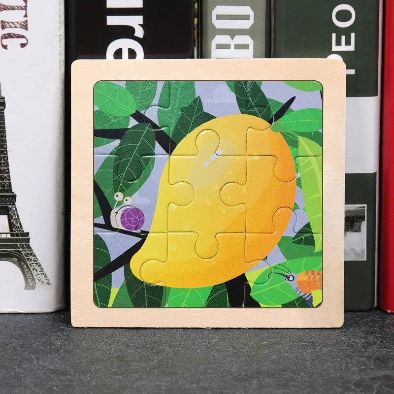 9-Piece Wooden Jigsaw Puzzle for Kids - Educational Animal Toy