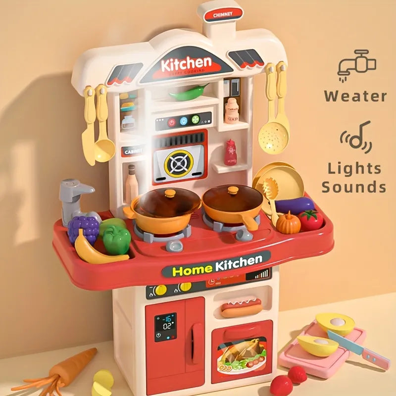 Kids Kitchen Playset - Pretend Play Cooking Toy with Accessories