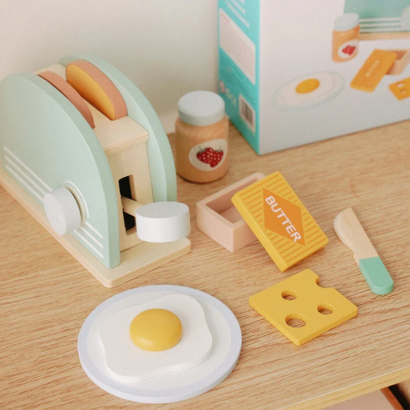 Pretend Play Toaster Set - 9 Piece Breakfast Toy for Kids