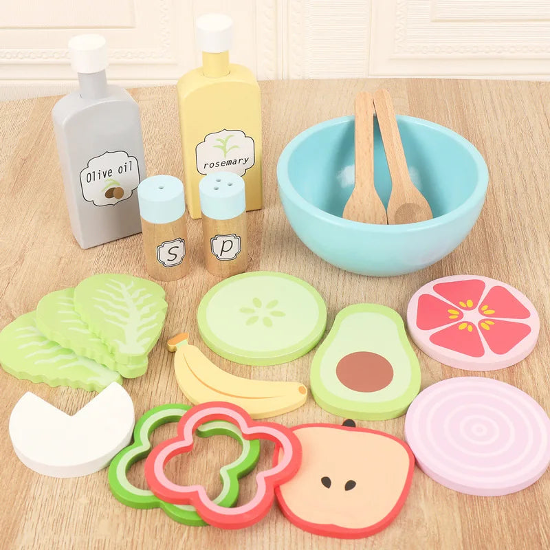 Wooden Pretend Play Food Set for Kids - Educational Toy Kitchen Accessories