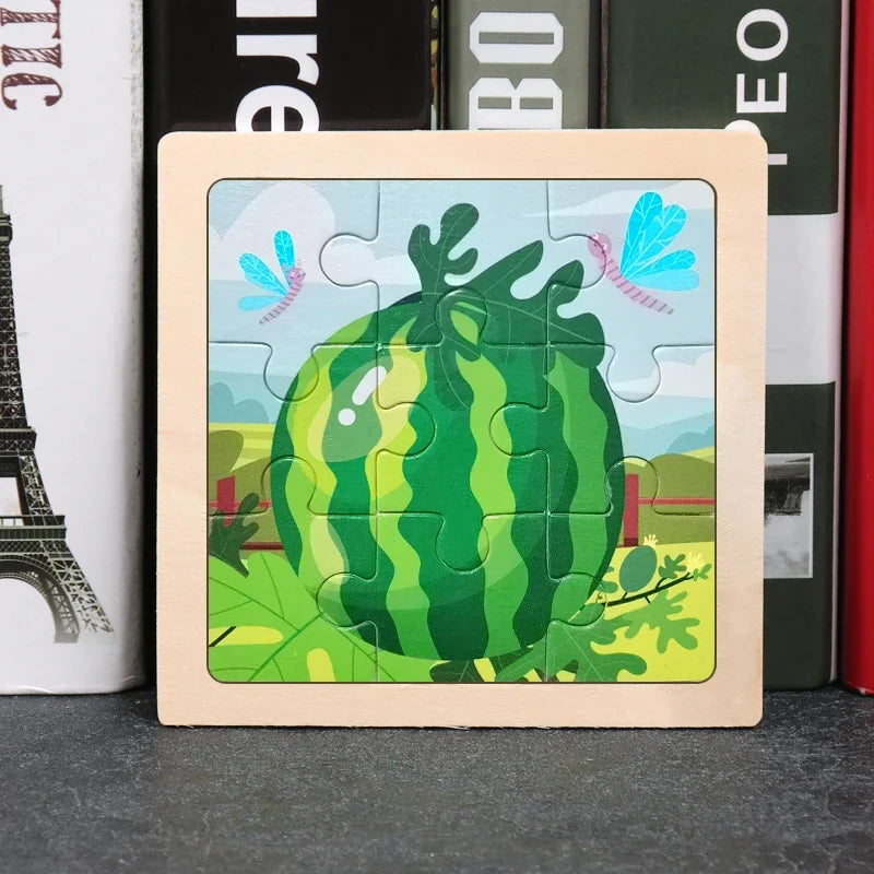 9-Piece Wooden Jigsaw Puzzle for Kids - Educational Animal Toy