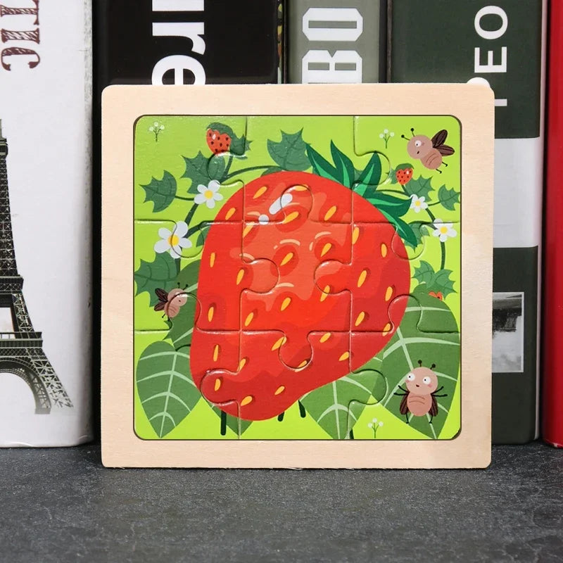 9-Piece Wooden Jigsaw Puzzle for Kids - Educational Animal Toy