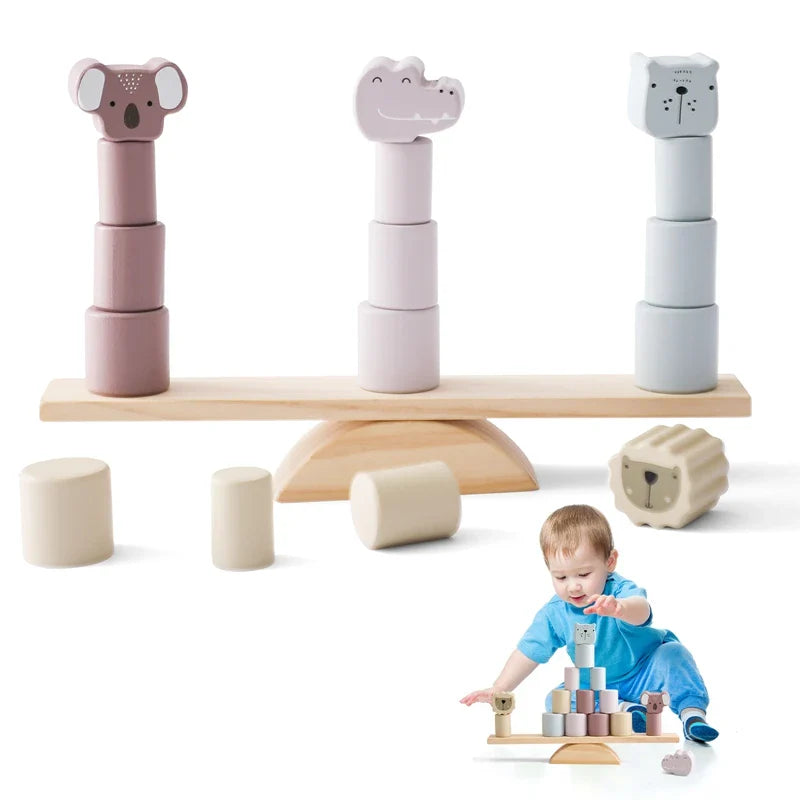 Montessori Wooden Toy Stacking&Threading for children multivariant-18