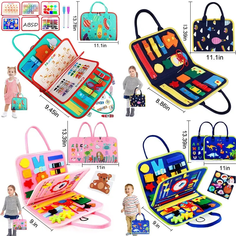 Busy Board Montessori Toy for Toddlers - Educational Learning Activity Board