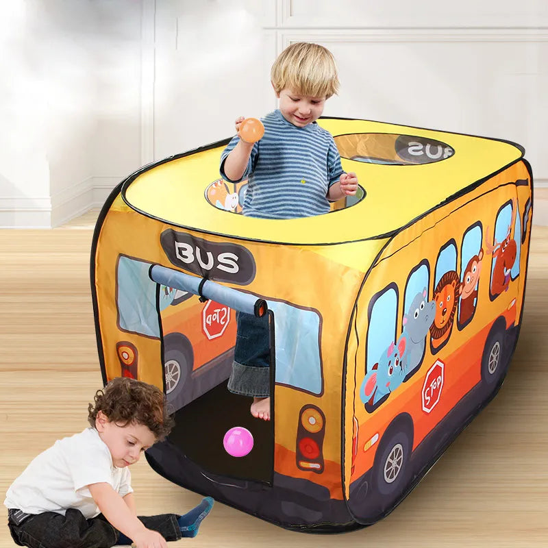 Kids Pop-Up Play Tent - Bus, Astronaut, Ocean & Dinosaur Themes - Instant Setup Playhouse