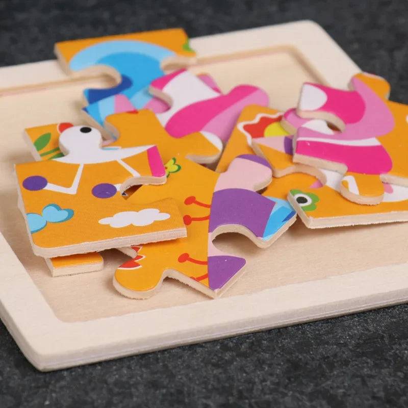 9-Piece Wooden Jigsaw Puzzle for Kids - Educational Animal Toy