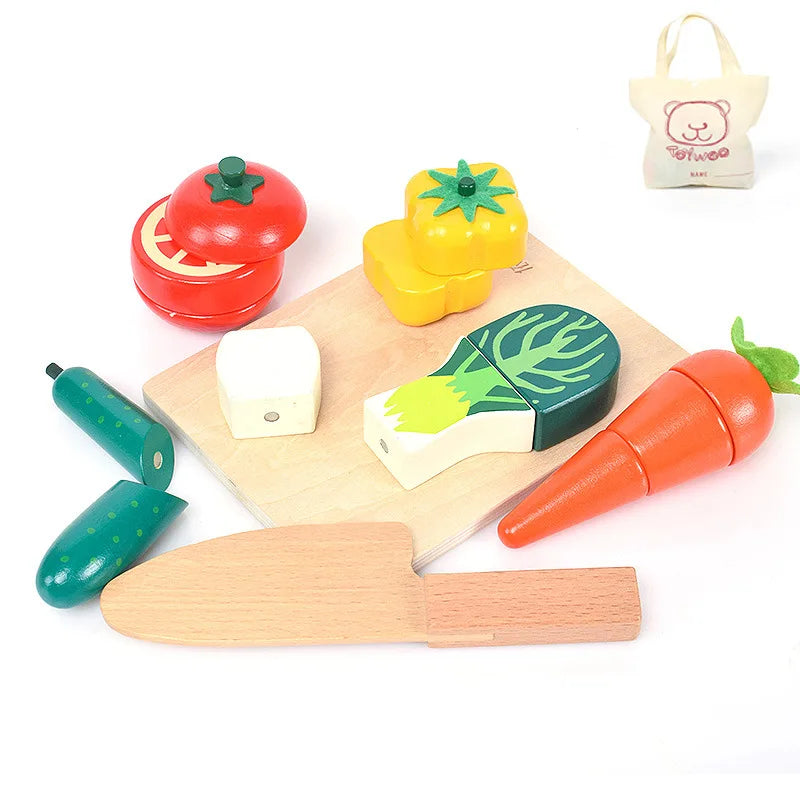 Wooden Pretend Play Food Set for Kids - Educational Toy Kitchen Accessories