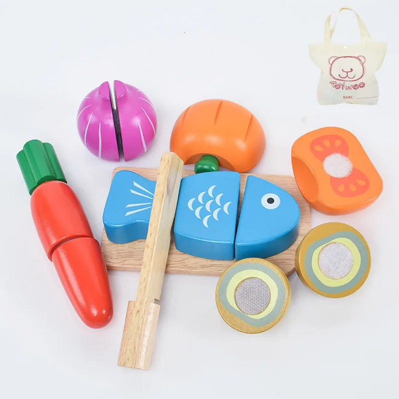 Wooden Pretend Play Food Set for Kids - Educational Toy Kitchen Accessories
