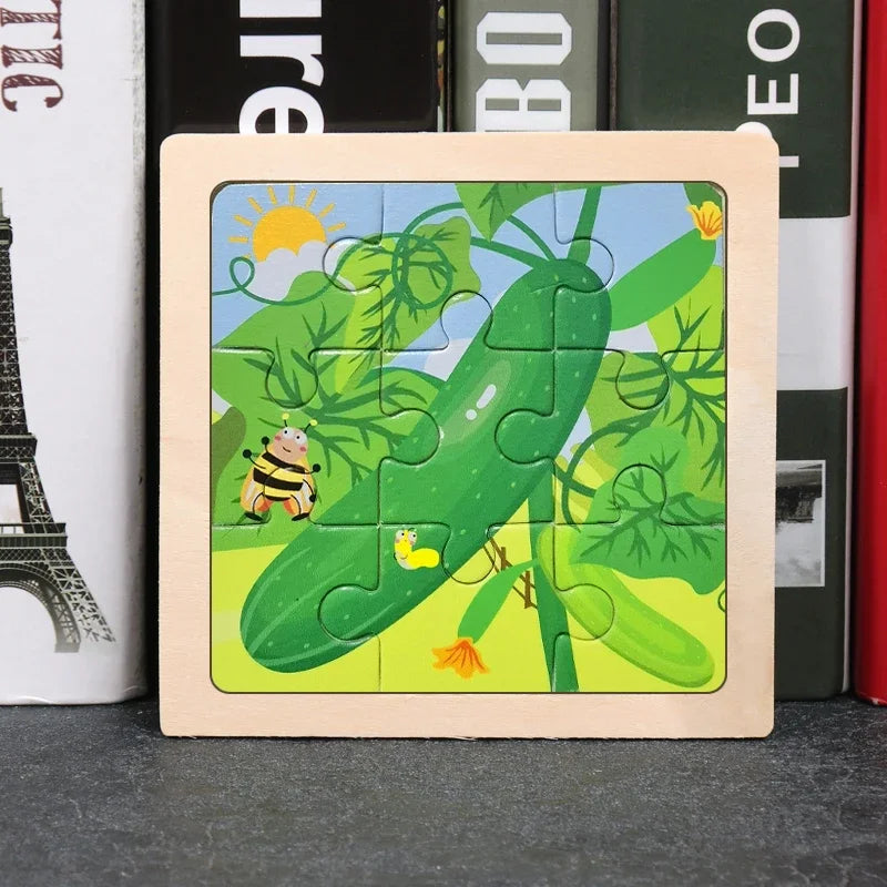 9-Piece Wooden Jigsaw Puzzle for Kids - Educational Animal Toy