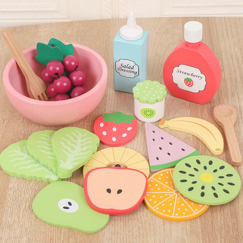 Wooden Pretend Play Food Set for Kids - Educational Toy Kitchen Accessories