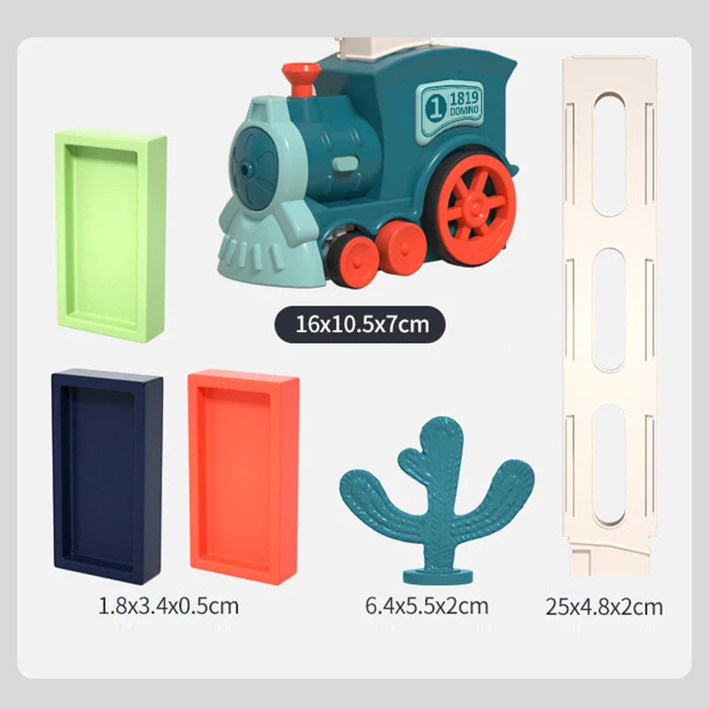 Musical Domino Train Set - Automatic Domino Laying Toy with 60 Colorful Tiles for Kids