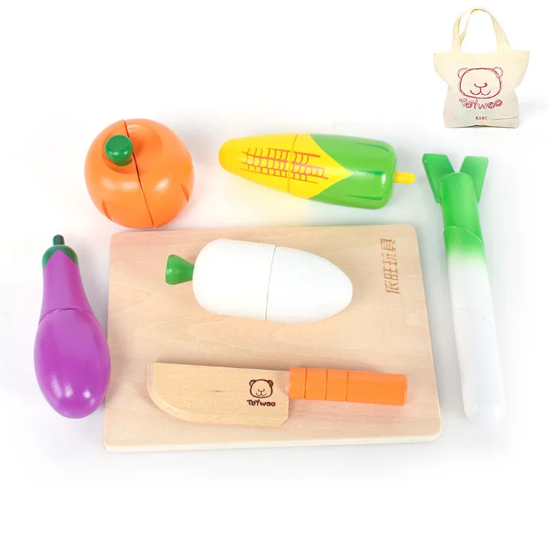 Wooden Pretend Play Food Set for Kids - Educational Toy Kitchen Accessories