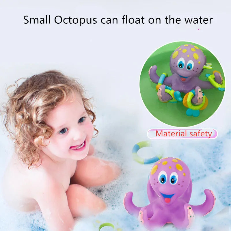 Floating Octopus Bath Toy with 5 Colorful Rings - Educational Water Play for Kids 3+