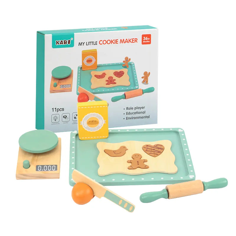 Wooden Pretend Play Pastry Baking Set for Kids - Realistic Toy Kitchen Bakery