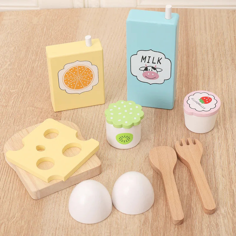 Wooden Pretend Play Food Set for Kids - Educational Toy Kitchen Accessories