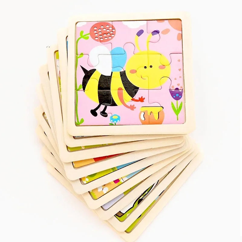 9-Piece Wooden Jigsaw Puzzle for Kids - Educational Animal Toy