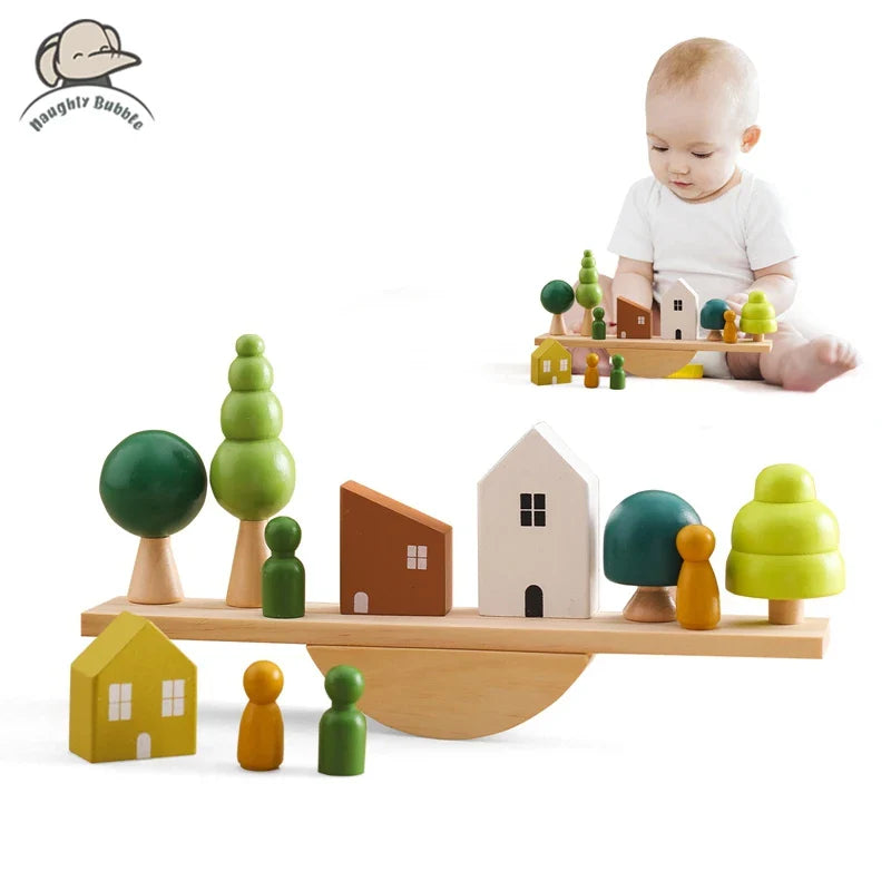 Montessori Wooden Toy Stacking&Threading for children multivariant-0