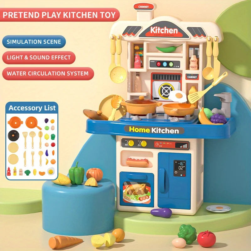 Kids Kitchen Playset - Pretend Play Cooking Toy with Accessories