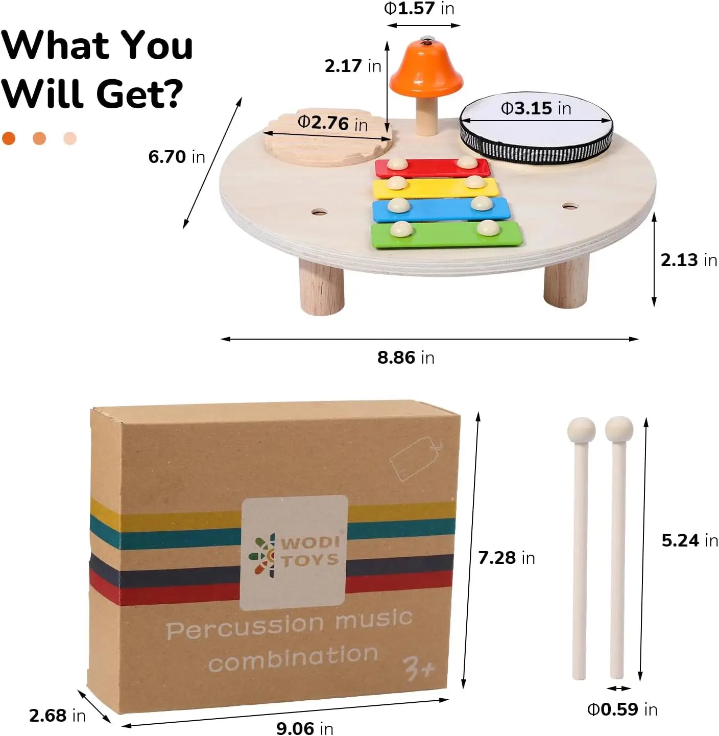 Wooden Toy Montessori Percussion Instruments Set For children multivariant-5