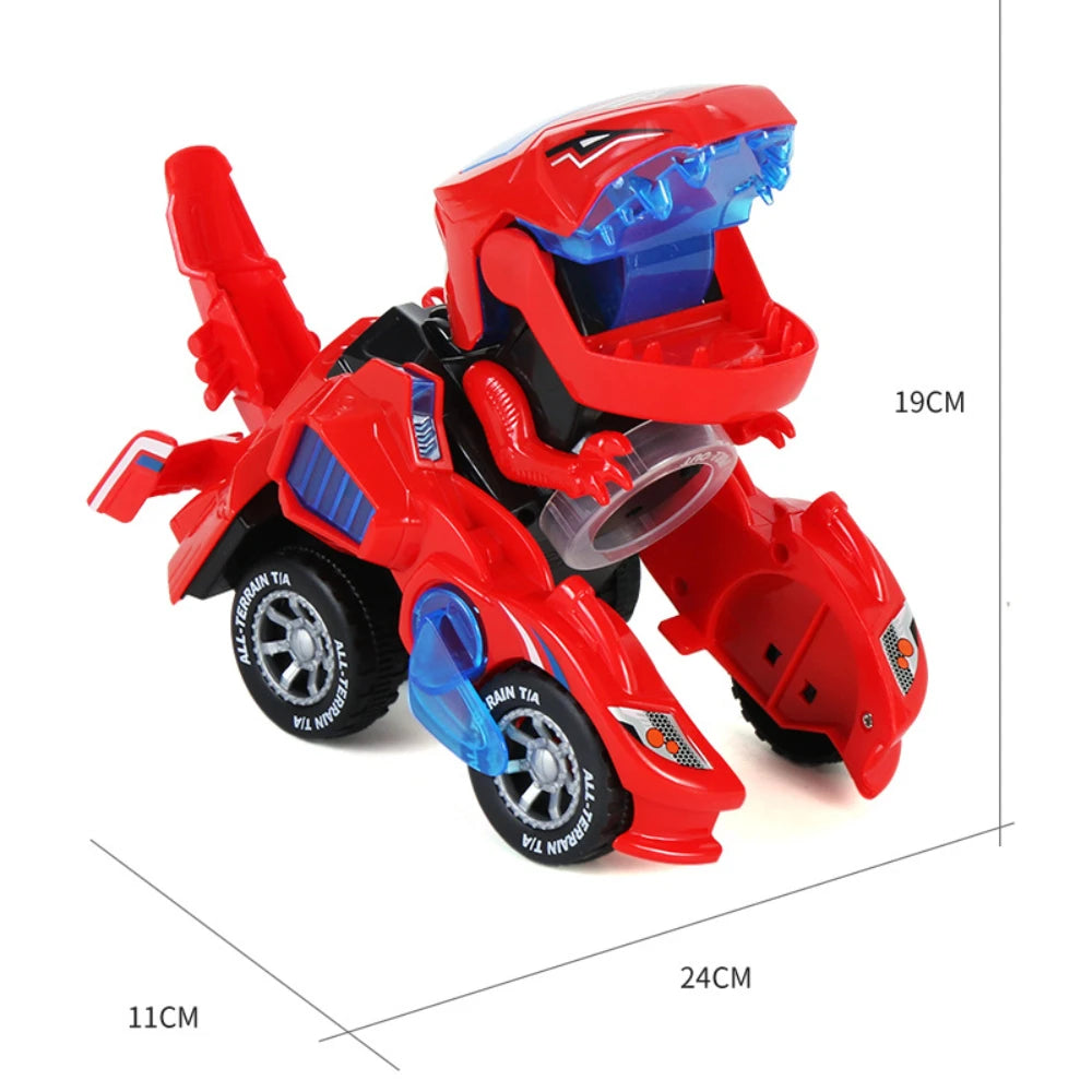 Dinosaur Transformer Toy Car - Light & Music Dino Vehicle for Toddlers 1-3