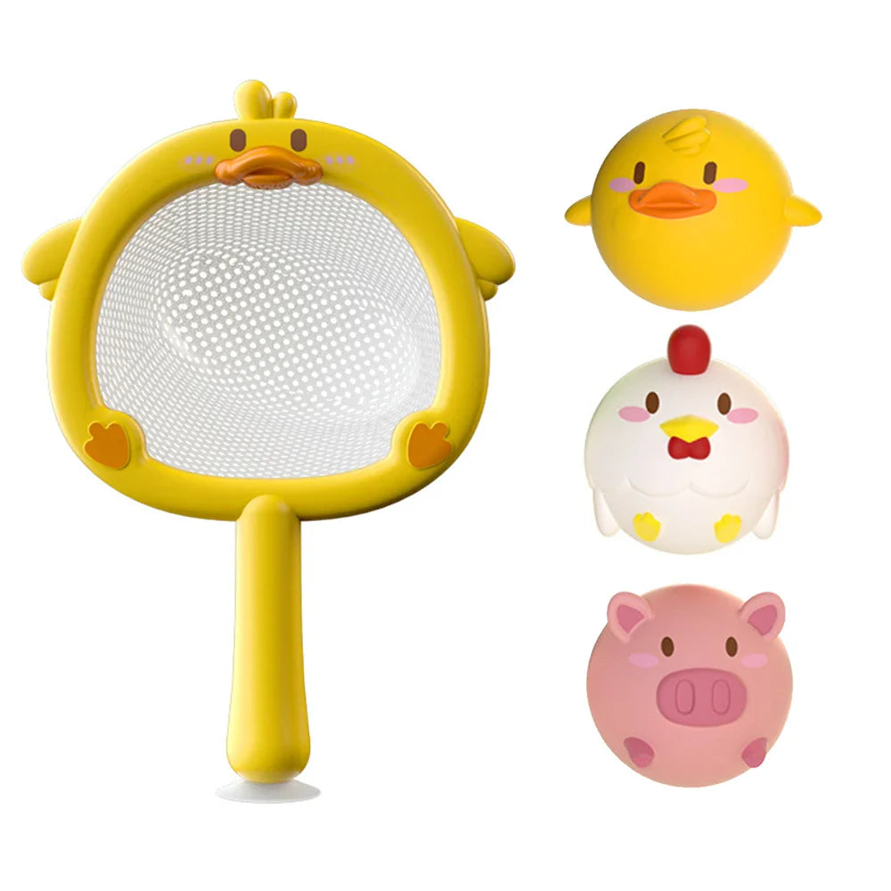 Bath Toy Set with Light-Up Fishing Net and Animals - Educational Water Play