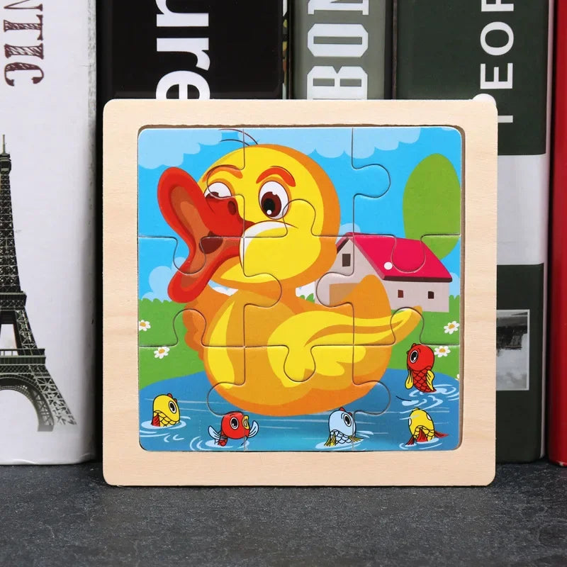 9-Piece Wooden Jigsaw Puzzle for Kids - Educational Animal Toy