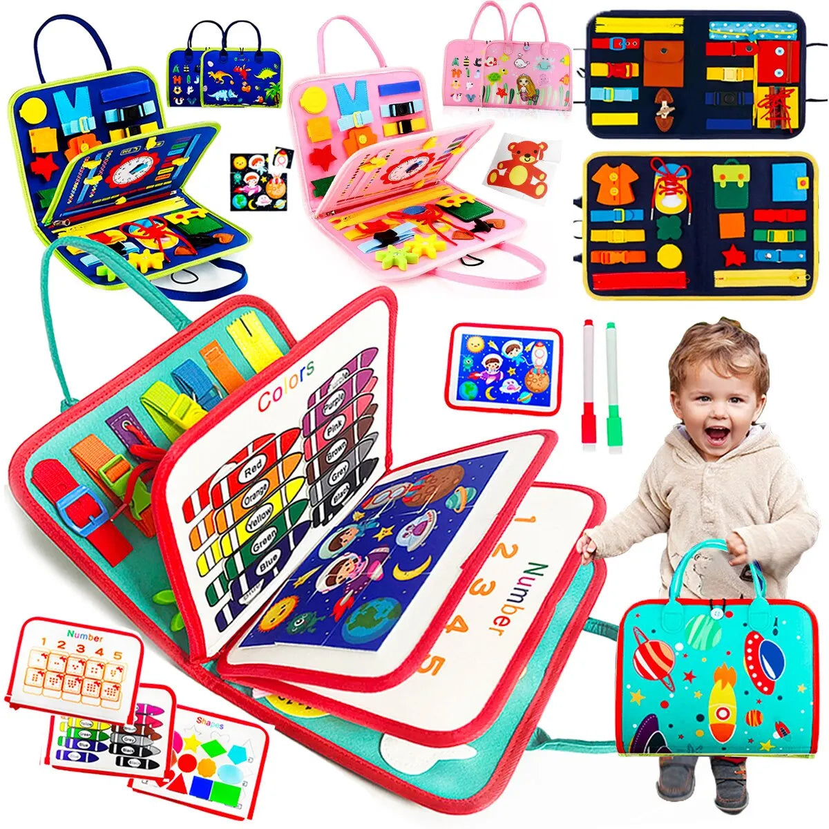Busy Board Montessori Toy for Toddlers - Educational Learning Activity Board