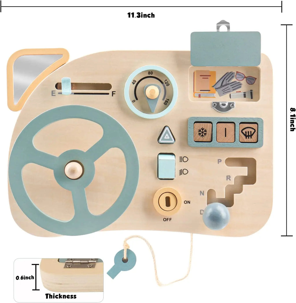 Montessori Wooden Car Sensory Dashboard Toy for Toddlers