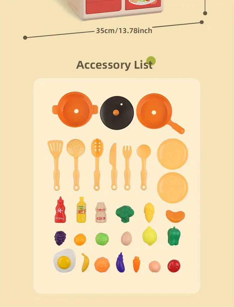 Kids Kitchen Playset - Pretend Play Cooking Toy with Accessories
