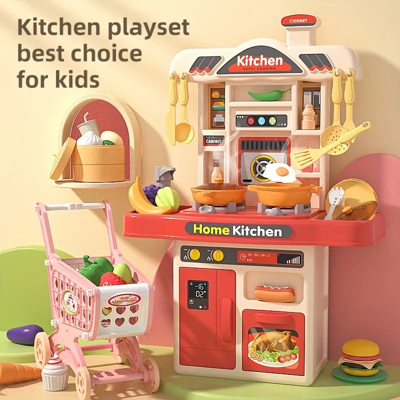 Kids Kitchen Playset - Pretend Play Cooking Toy with Accessories