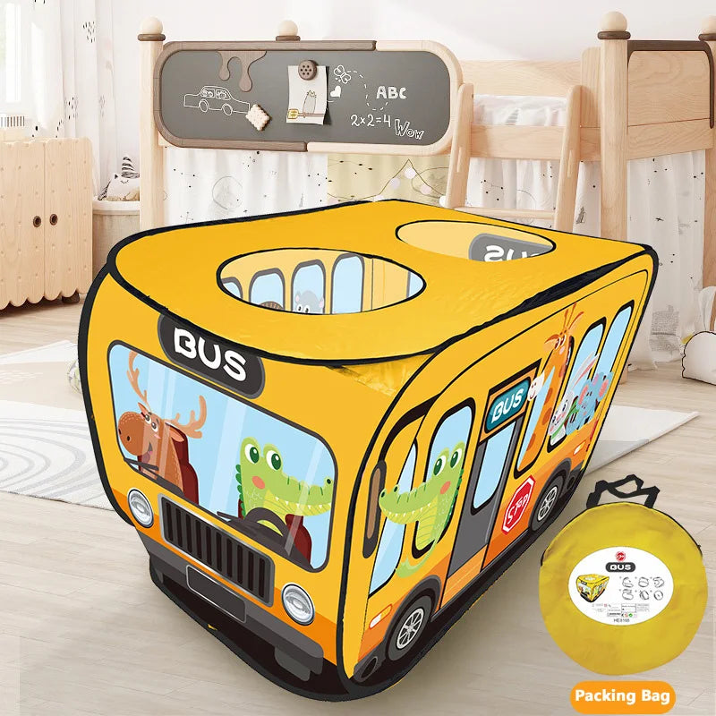Kids Pop-Up Play Tent - Bus, Astronaut, Ocean & Dinosaur Themes - Instant Setup Playhouse