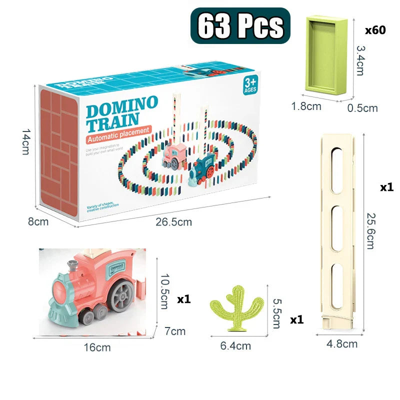 Musical Domino Train Set - Automatic Domino Laying Toy with 60 Colorful Tiles for Kids