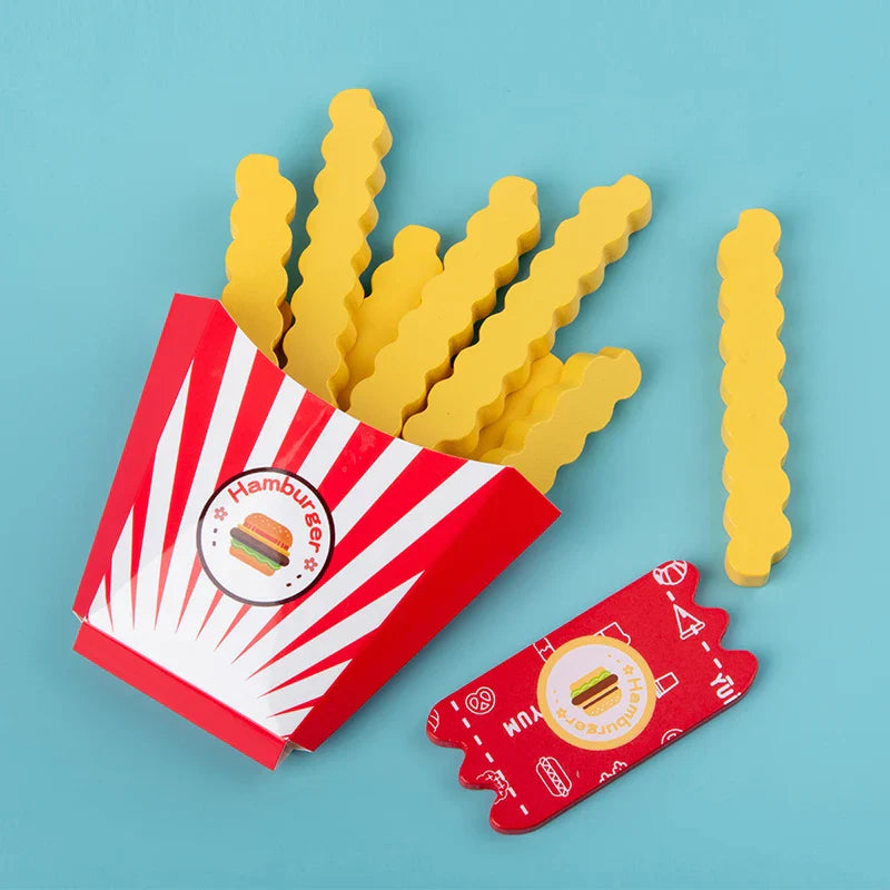 Burgers and Fries Pretend Play Food Set - Kids Fast Food Toy with Mix-and-Match Toppings