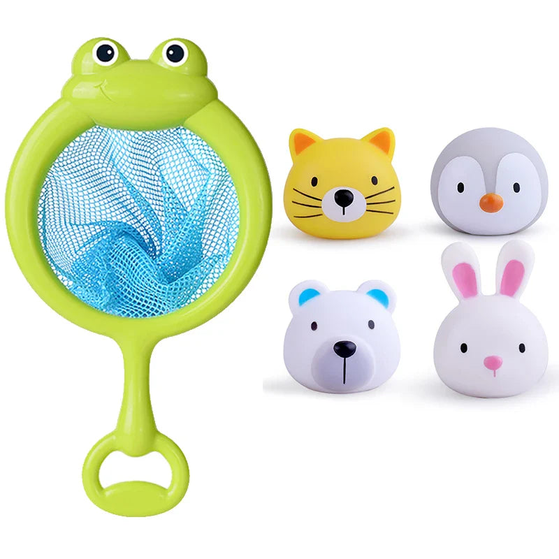 Bath Toy Set with Light-Up Fishing Net and Animals - Educational Water Play