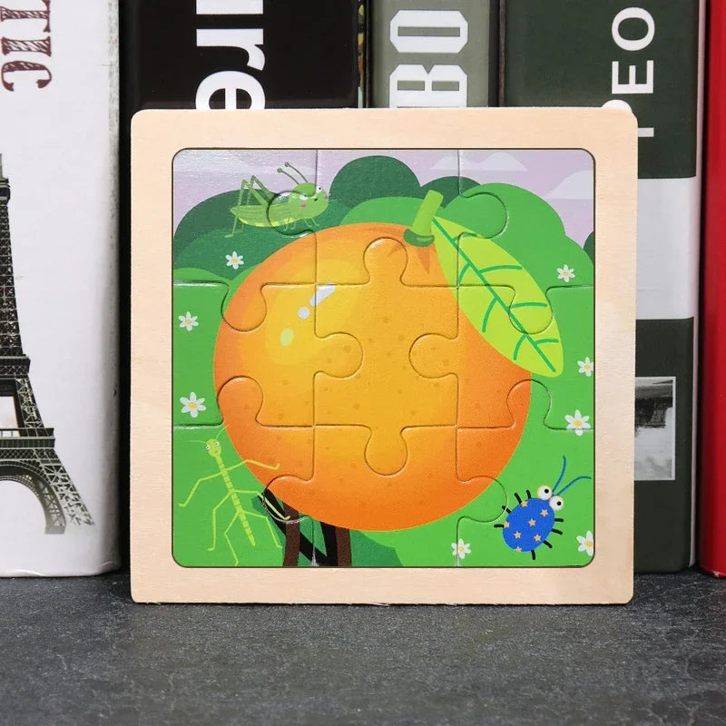 9-Piece Wooden Jigsaw Puzzle for Kids - Educational Animal Toy