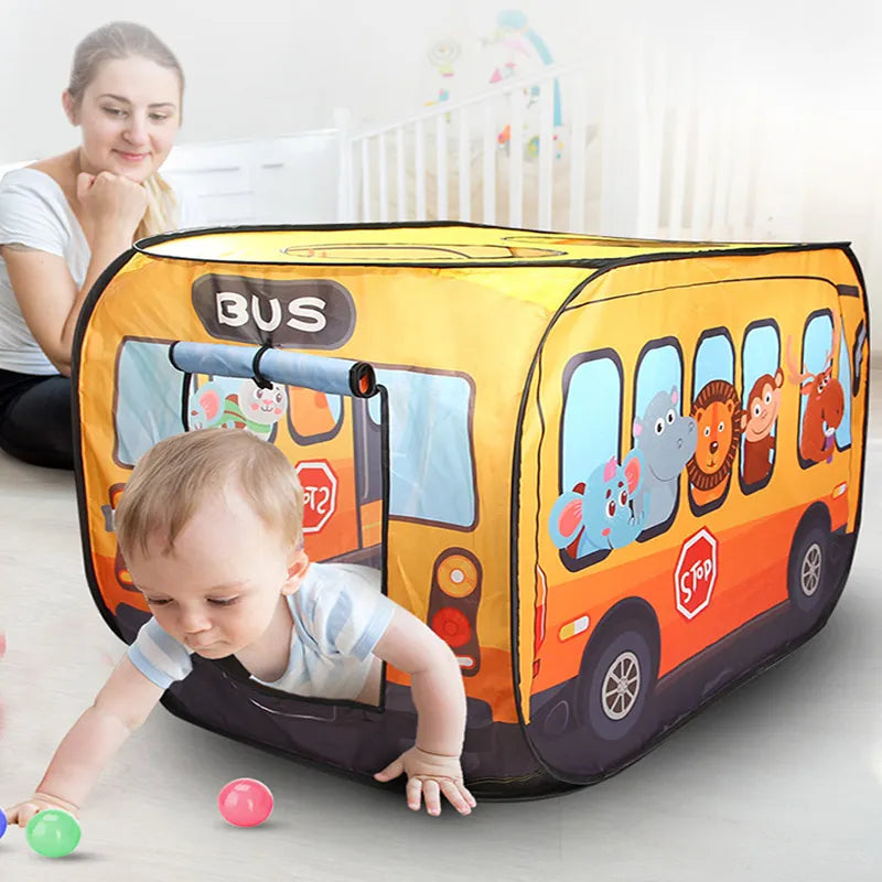 Kids Pop-Up Play Tent - Bus, Astronaut, Ocean & Dinosaur Themes - Instant Setup Playhouse