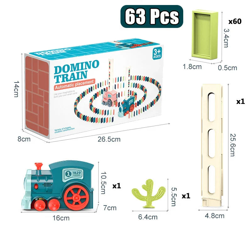 Musical Domino Train Set - Automatic Domino Laying Toy with 60 Colorful Tiles for Kids