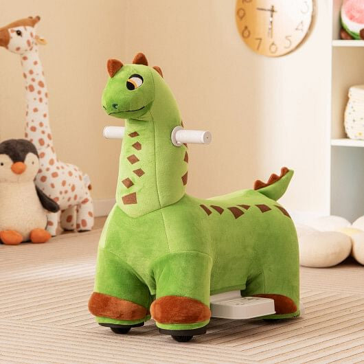 6V Kids Ride-On Dinosaur Toy with Foot Pedal, Padded Seat & Music - Green