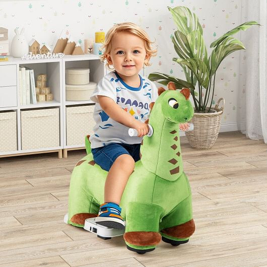 6V Kids Ride-On Dinosaur Toy with Foot Pedal, Padded Seat & Music - Green