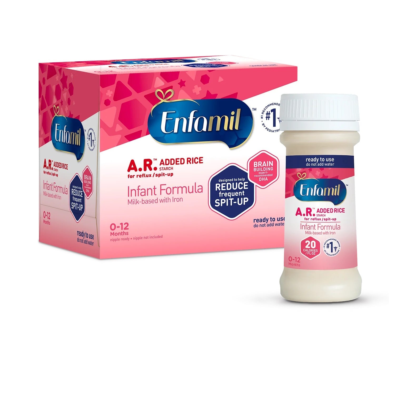 Enfamil A.R. Infant Formula with Added Rice - Ready to Use 2 oz Bottles for Spit-Up Relief